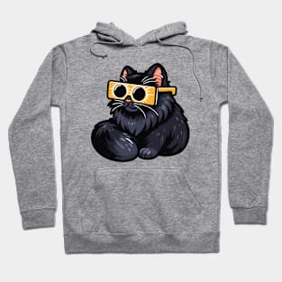 Total Solar Eclipse 2024 , Black Cat Wearing Solar Eclipse Glasses Hoodie